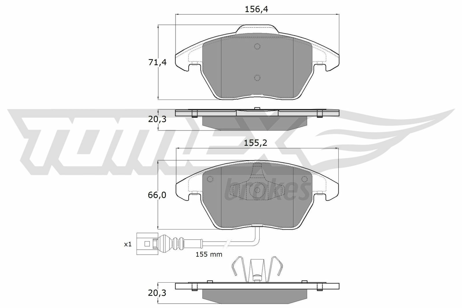 Sada brzdových destiček, kotoučová brzda TOMEX Brakes